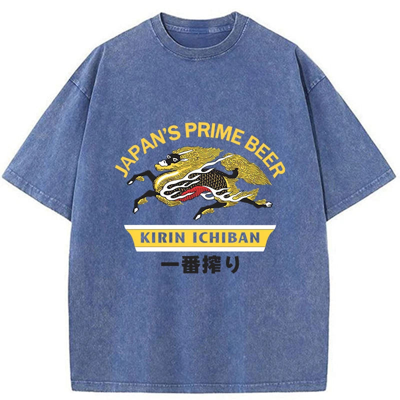 bbb Kirin Ichiban Beer Logo Japanese Washed T-Shirt