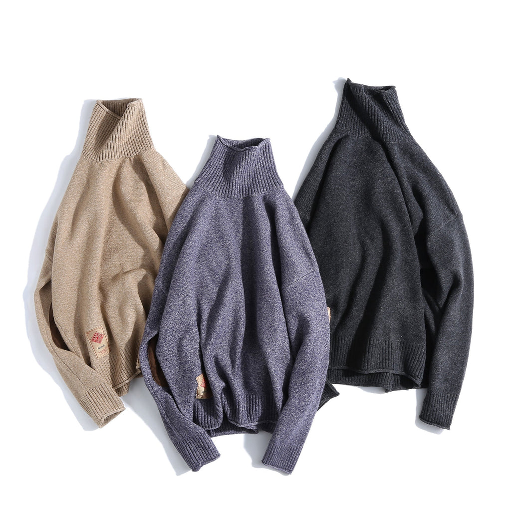 Insulating Relaxed Men Turtleneck Sweater - Pullover Knit Winter