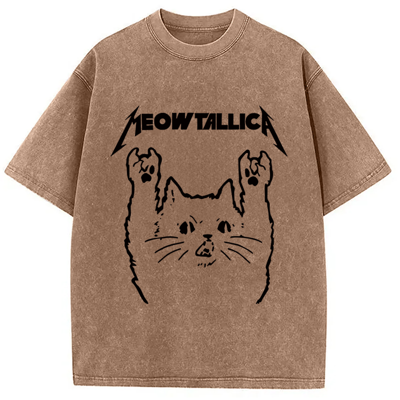 bbb Vintage Album Cat Meowtallica Japan Washed T-Shirt