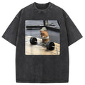 bbb Funny Cute Rat Weightlifting Meme Washed T-Shirt