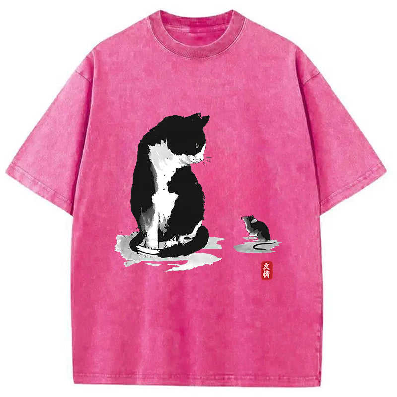 bbb Cat And Mouse Friendship Washed T-Shirt