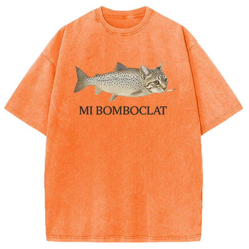 bbb Bomboclat Fish Cat Meme Washed T-Shirt