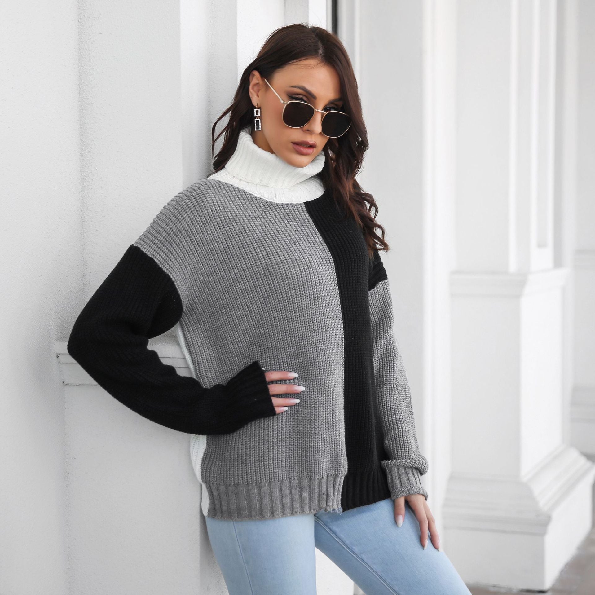 Soft Relaxed Women’s Sweater - High Neck Acrylic Layer