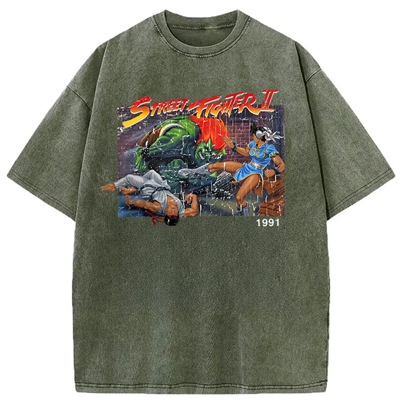 bbb Street Fighter Retro Game Vintage Washed T-Shirt