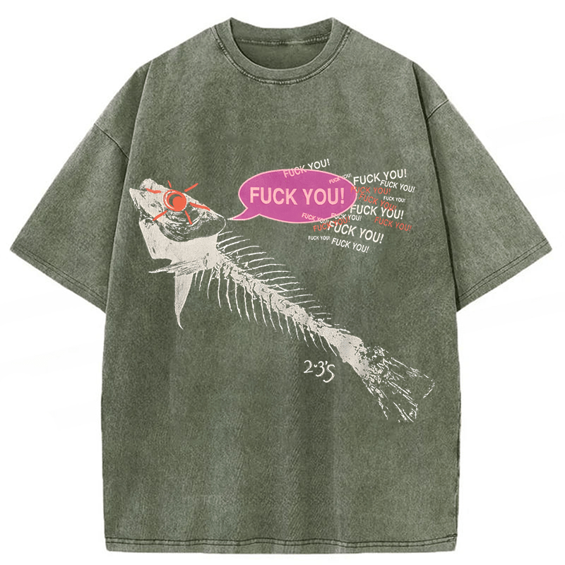 bbb Vintage 90’s Fish Skeleton Washed T-shirt