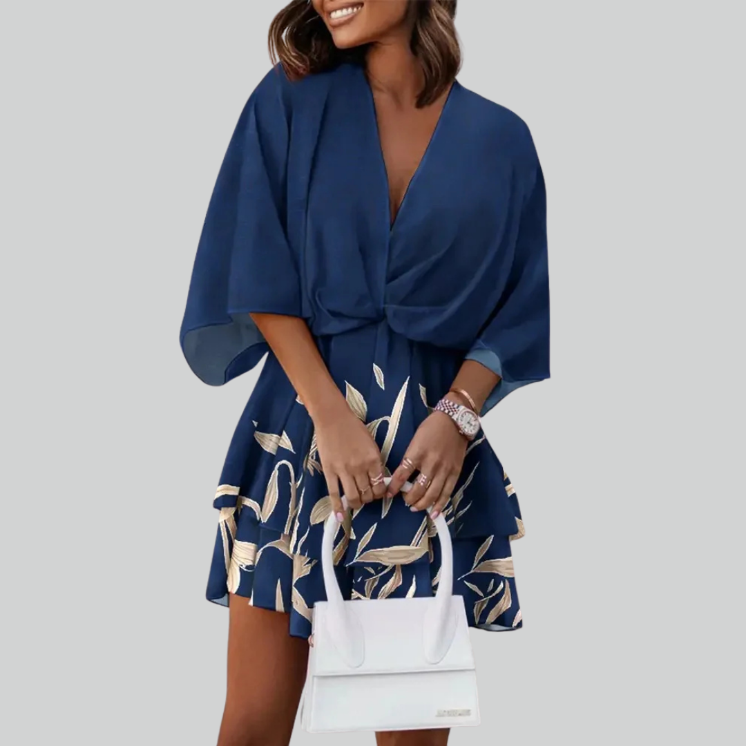 Bat Sleeve Ruffle Mini Dress Summer Sundress for Women Casual Vacation Wear