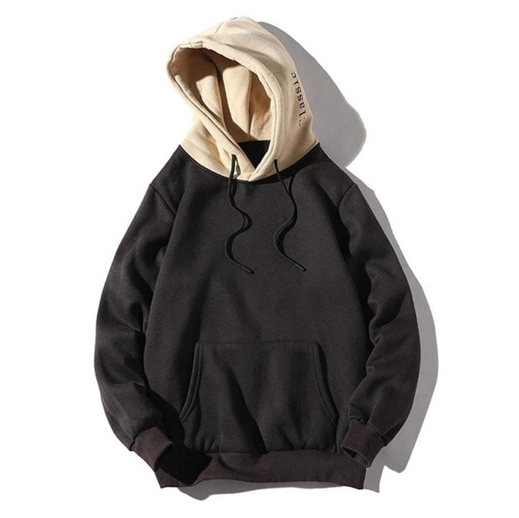 Soft Relaxed Men's Pullover Hoodie - Contrast Hood, Casual
