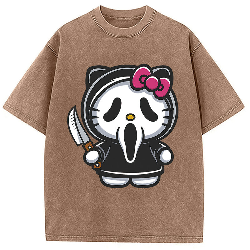 bbb Scream Kitty Halloween Washed T-Shirt