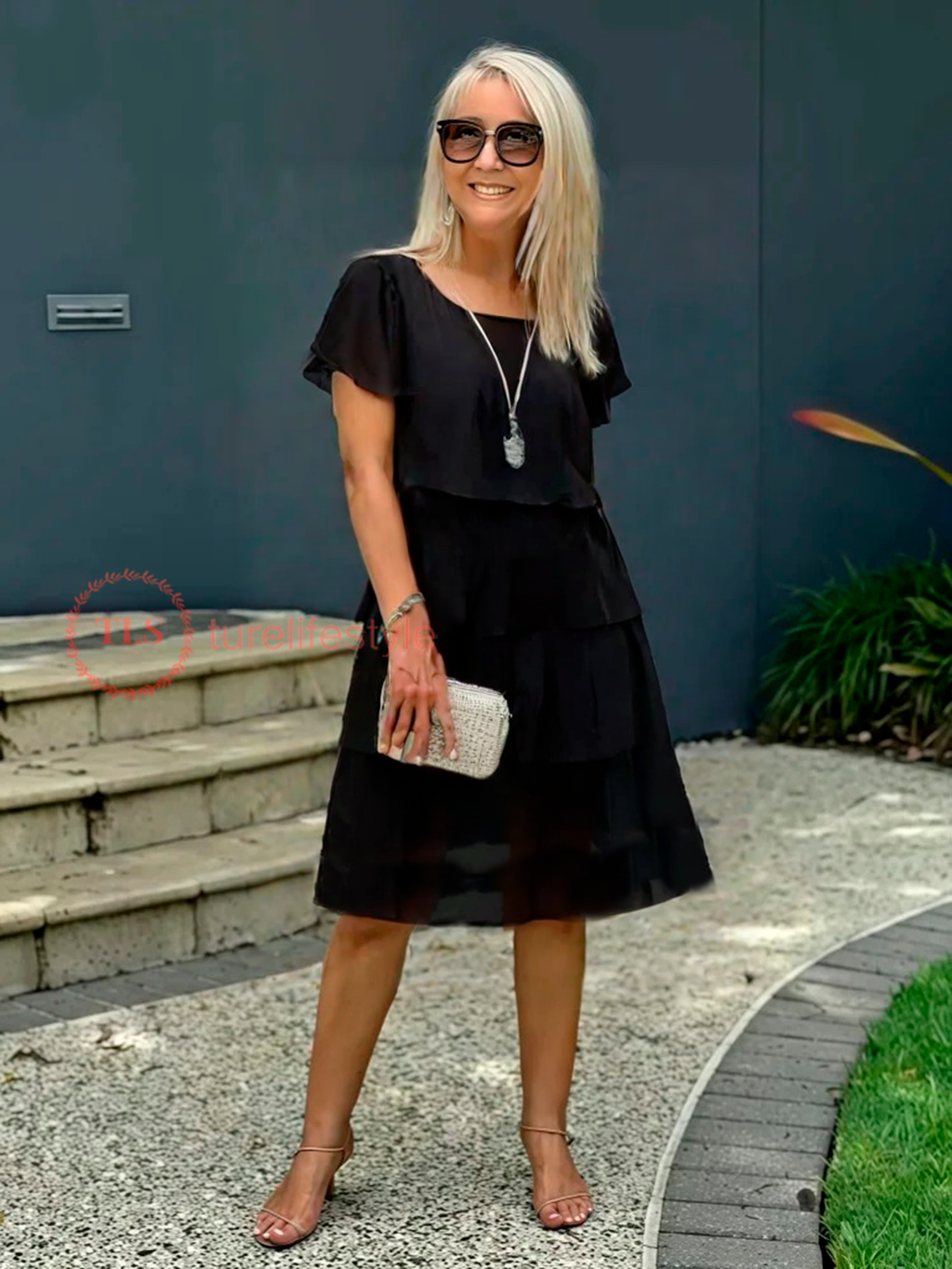 Loose Chiffon Midi Dress for Women with Asymmetrical Hem, Layered Design, Ideal for Summer and Wedding Guest Occasions