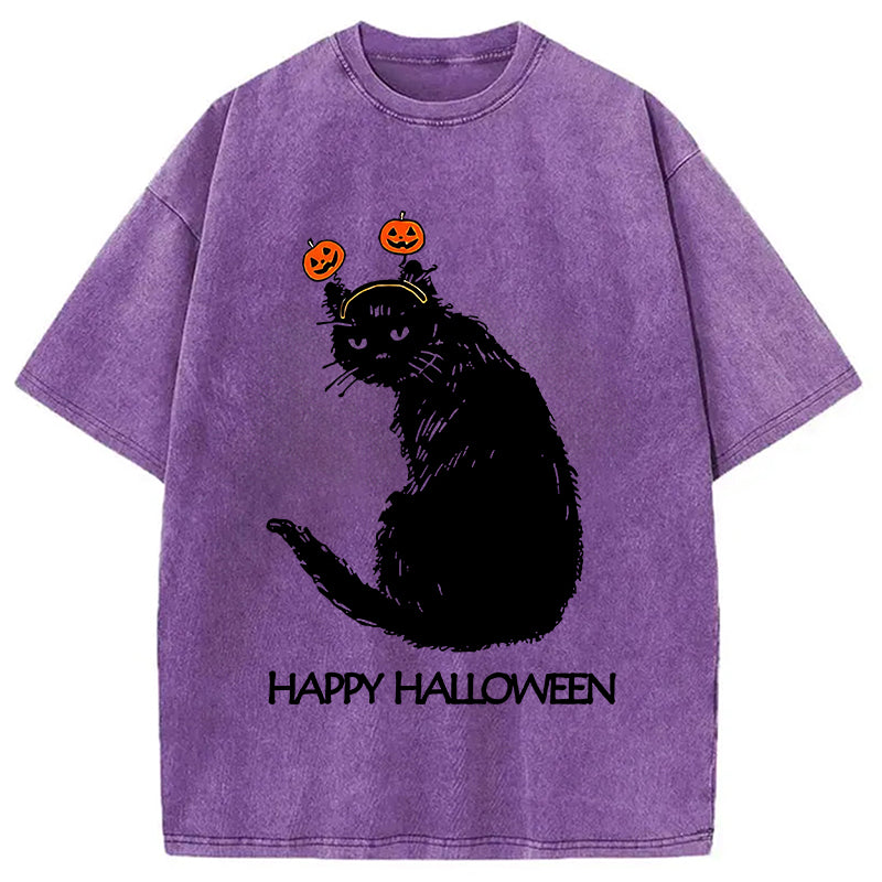 bbb Halloween Cat Japanese Washed T-Shirt
