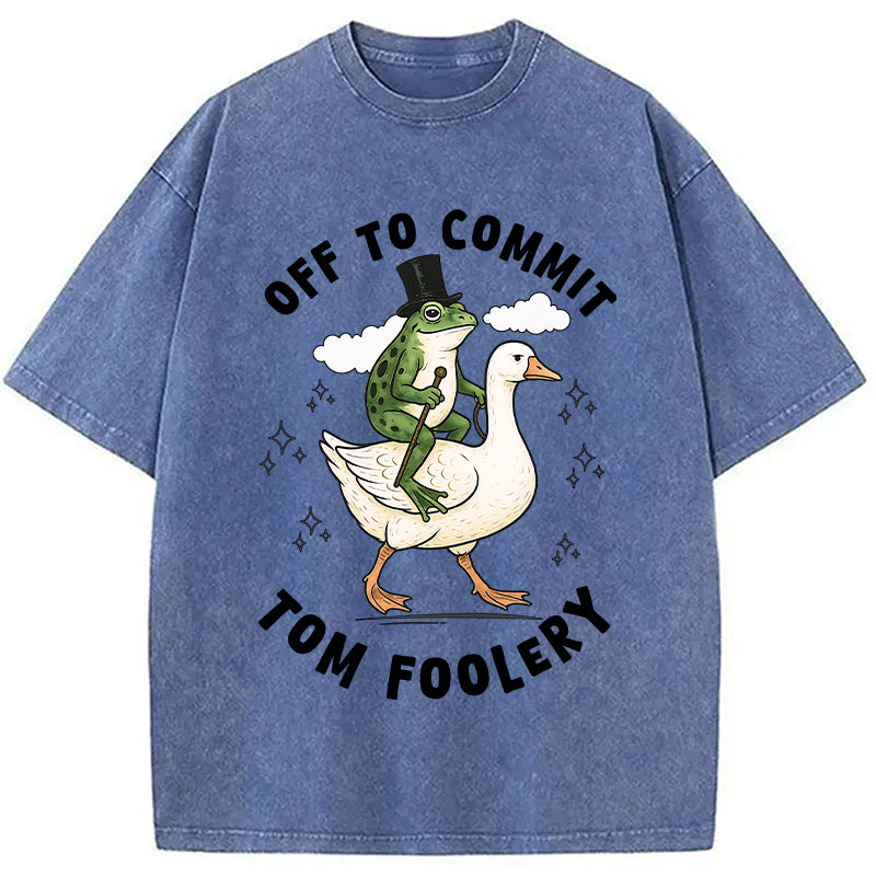 bbb Frog Riding Goose Funny Sarcastic Meme Washed T-Shirt