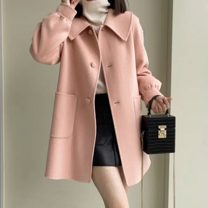 Warmer, klassischer Damen-Wollmantel – schmale A-Linie, Wolle für den Herbst