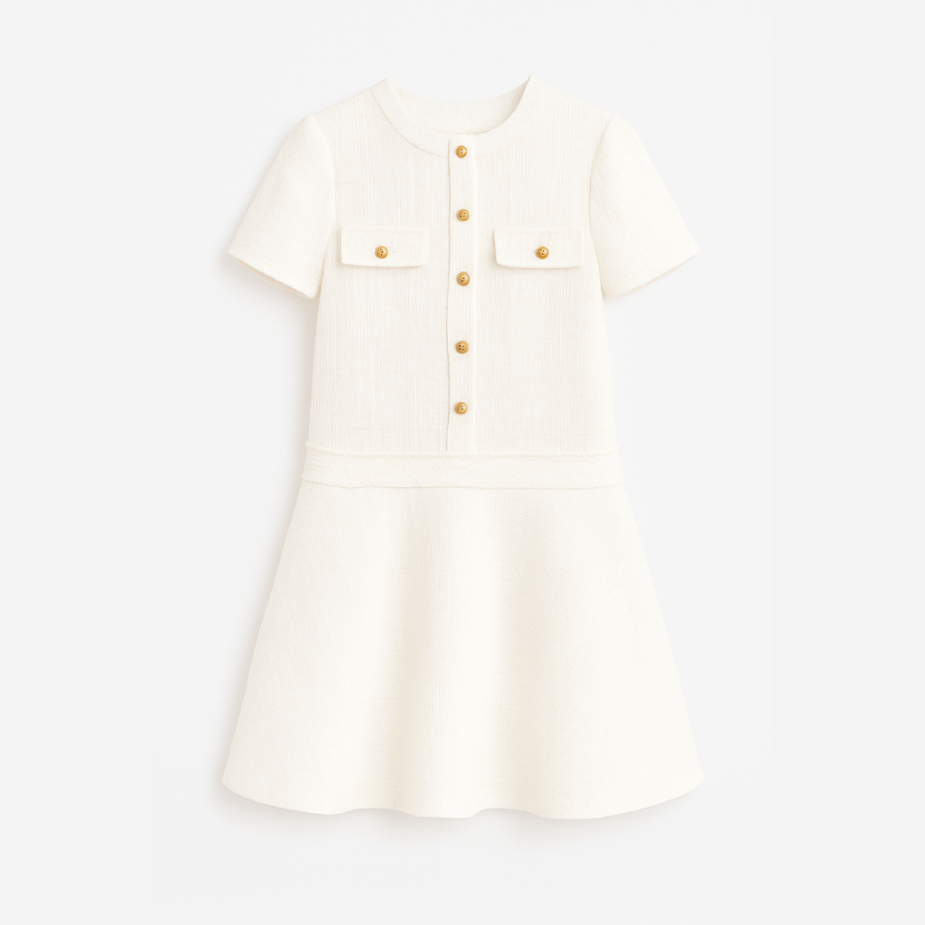 Ladies Short Elegant Fashion Summer Dress - Chic O-neck Mini Dress for Youth Parties