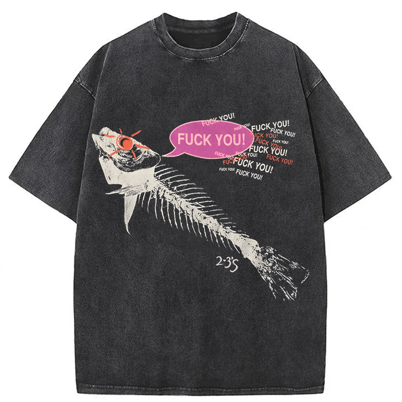 bbb Vintage 90’s Fish Skeleton Washed T-shirt