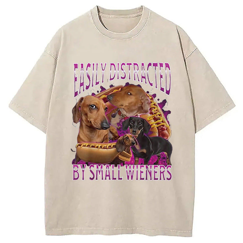 bbb Easily Distracted By Small Wieners Funny Washed T-Shirt