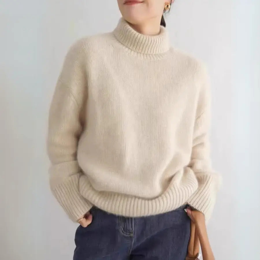Cashmere Sweater - Soft Oversized Turtleneck Knit for Women