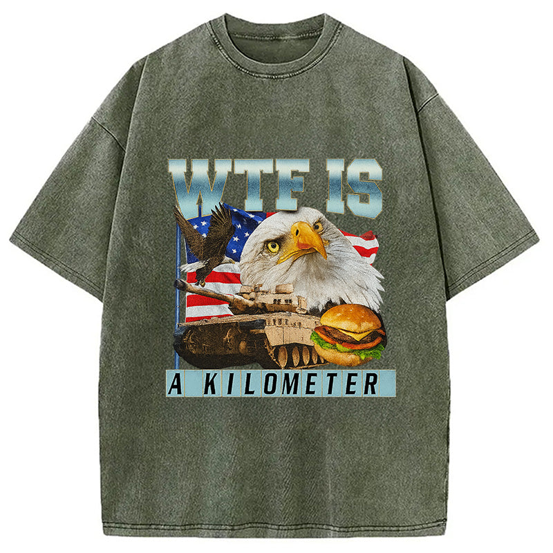bbb WTF Is A Kilometer Meme Washed T-Shirt