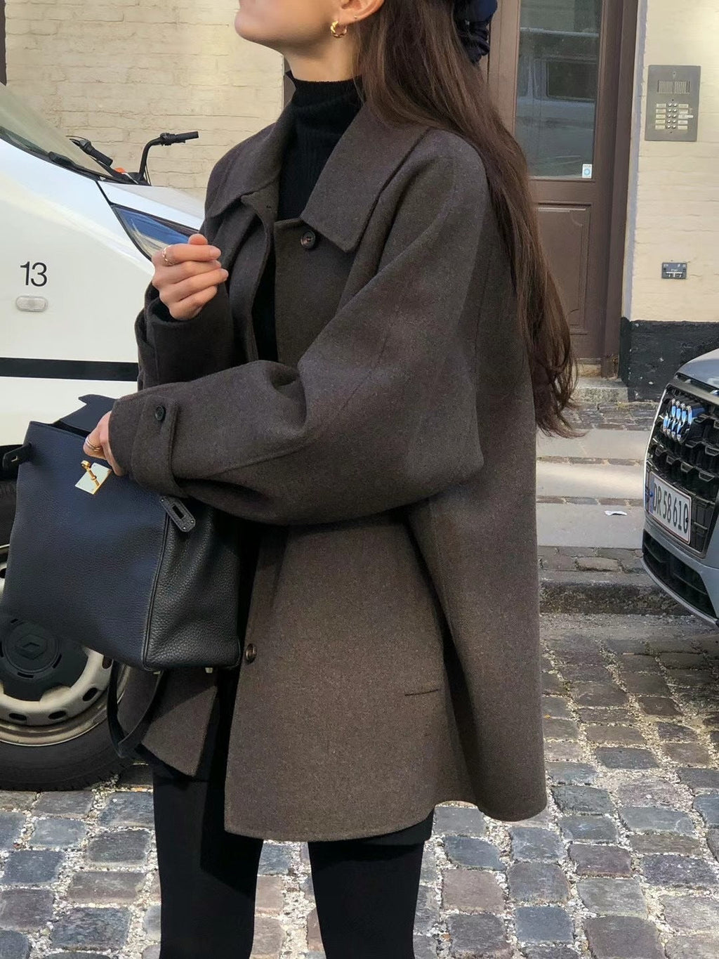 Warmer, klassischer Damen-Wollmantel – mittellang, A-Linie für den Winter