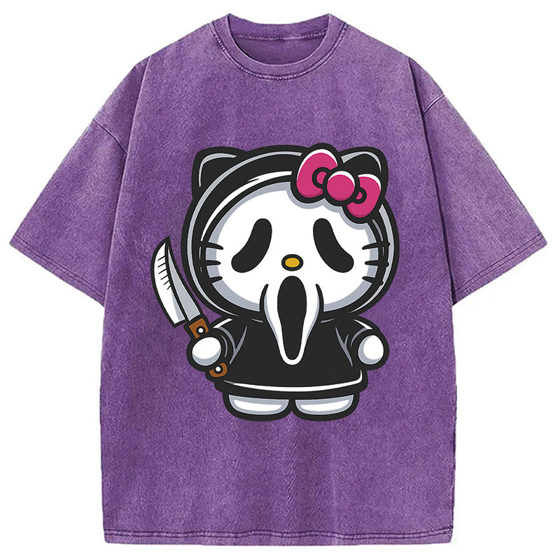 bbb Scream Kitty Halloween Washed T-Shirt
