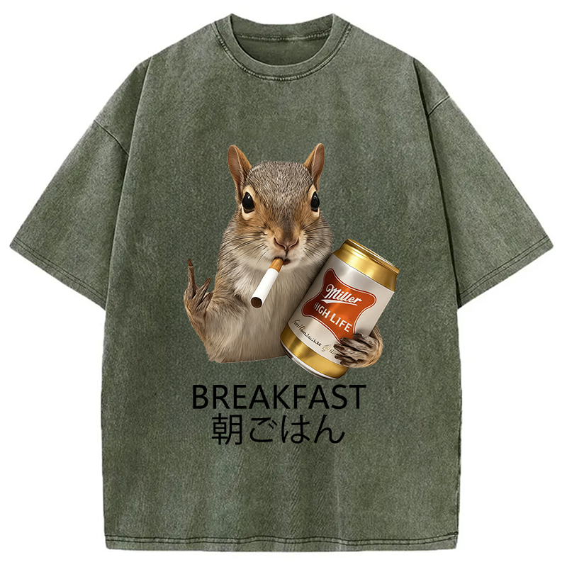 bbb Funny Breakfast Washed T-Shirt