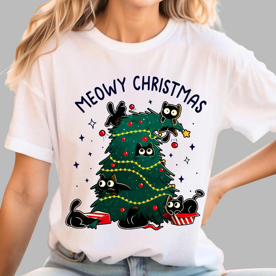 Meowy Christmas Funny Cats  T-Shirt
