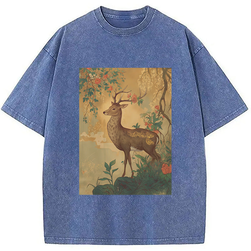 bbb Graceful Japanese Deer Washed T-Shirt