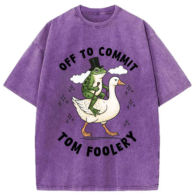 bbb Frog Riding Goose Funny Sarcastic Meme Washed T-Shirt
