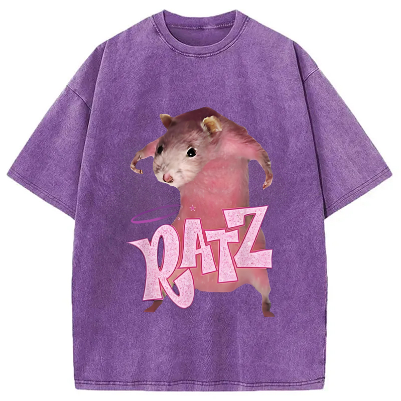 bbb Funny Ratt Pink RATZ Washed T-Shirt