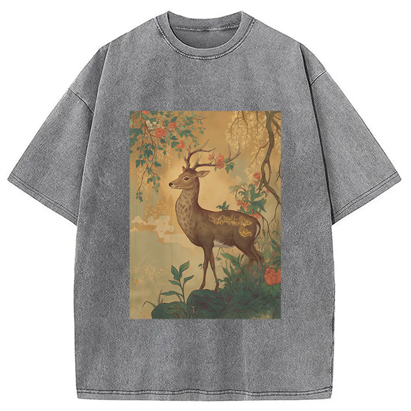 bbb Graceful Japanese Deer Washed T-Shirt