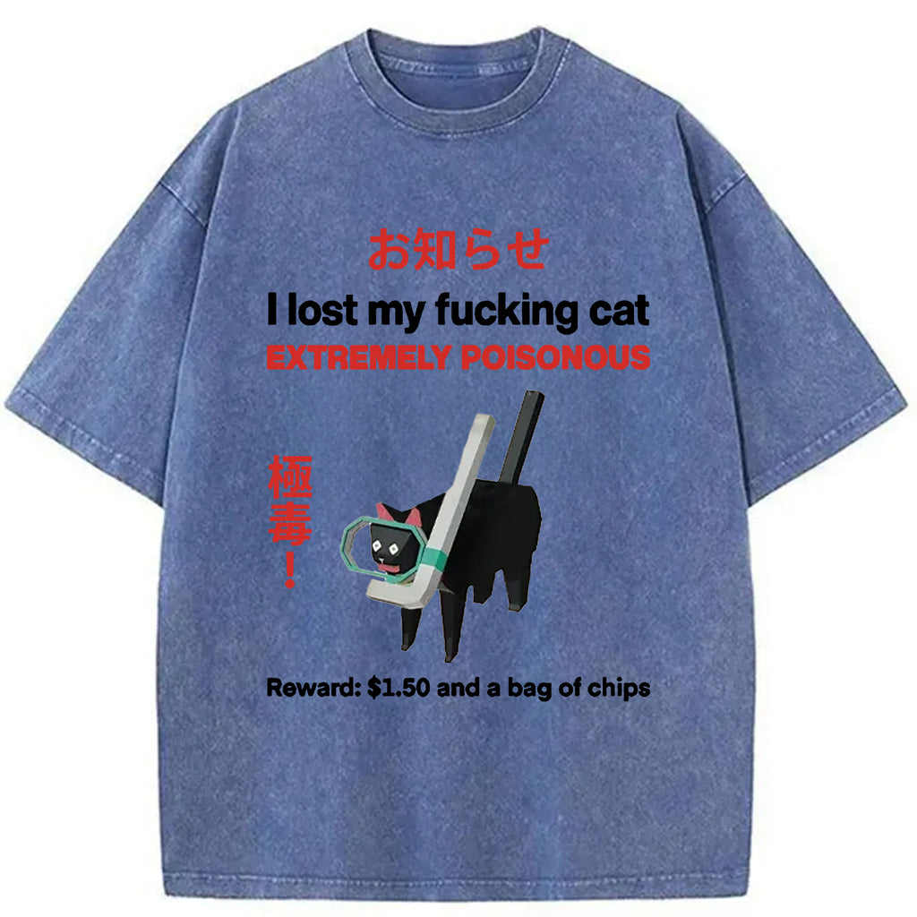 bbb Find The Toxic Cat Funny Washed T-Shirt