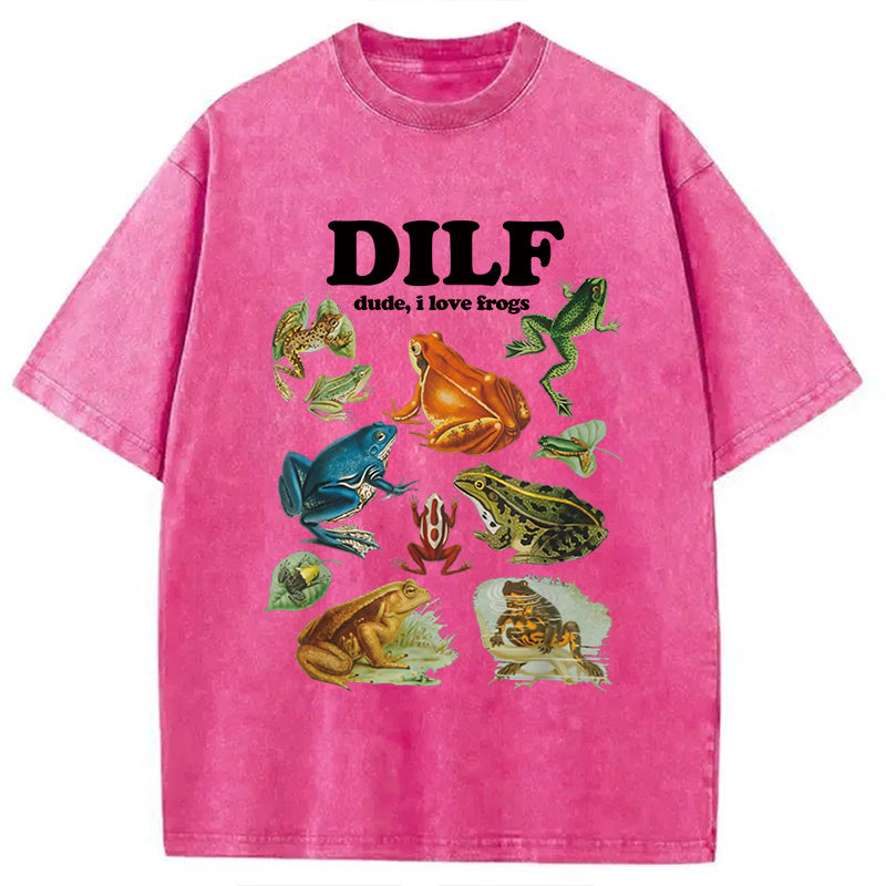 bbb Dude I Love Frog Washed T-Shirt