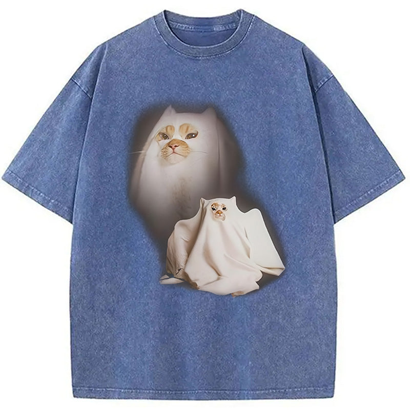 bbb Ghost Cat Meme Washed T-Shirt