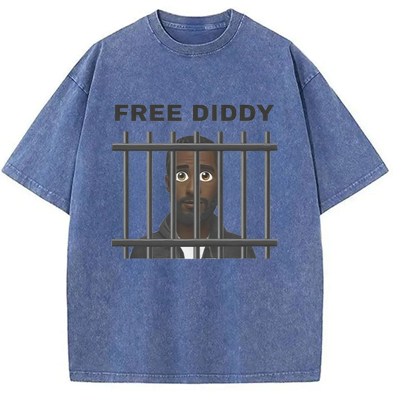 bbb Original Free Diddy Funny Meme Washed T-Shirt