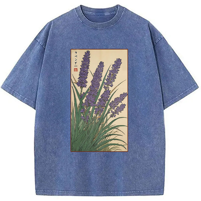 bbb Lavender Ukiyo-e Japanese Washed T-Shirt