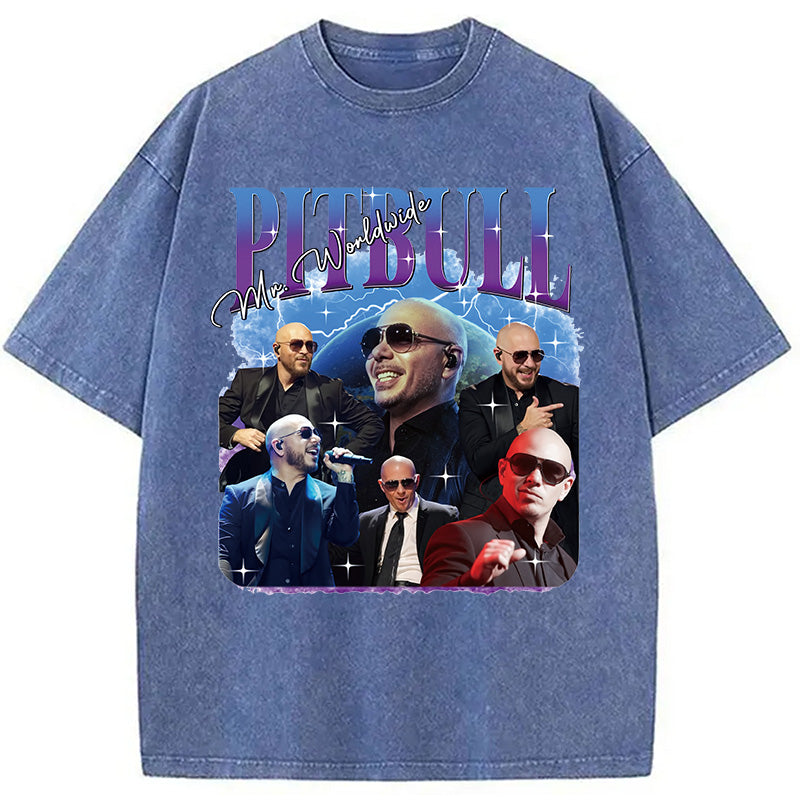 bbb Pitbull Mr.Worlwide Retro Washed T-Shirt