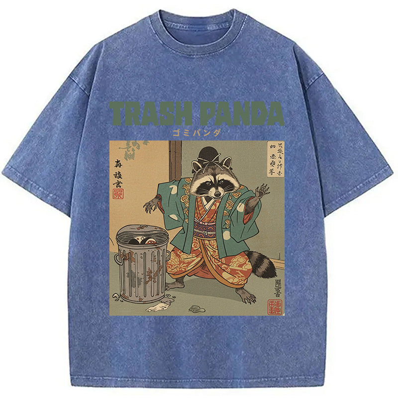 bbb Trash Panda Traditional Japanese Meme Washed T-Shirt