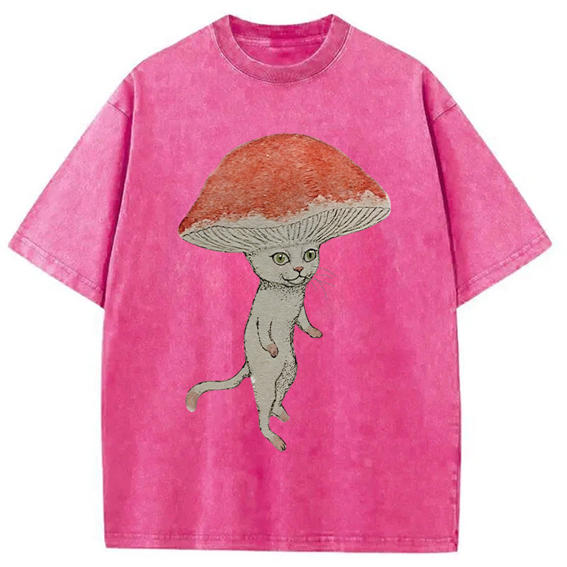 bbb Magic Mushroom Cat Washed T-Shirt