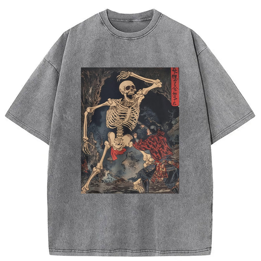 bbb Japanese Horror Skeleton Washed T-Shirt
