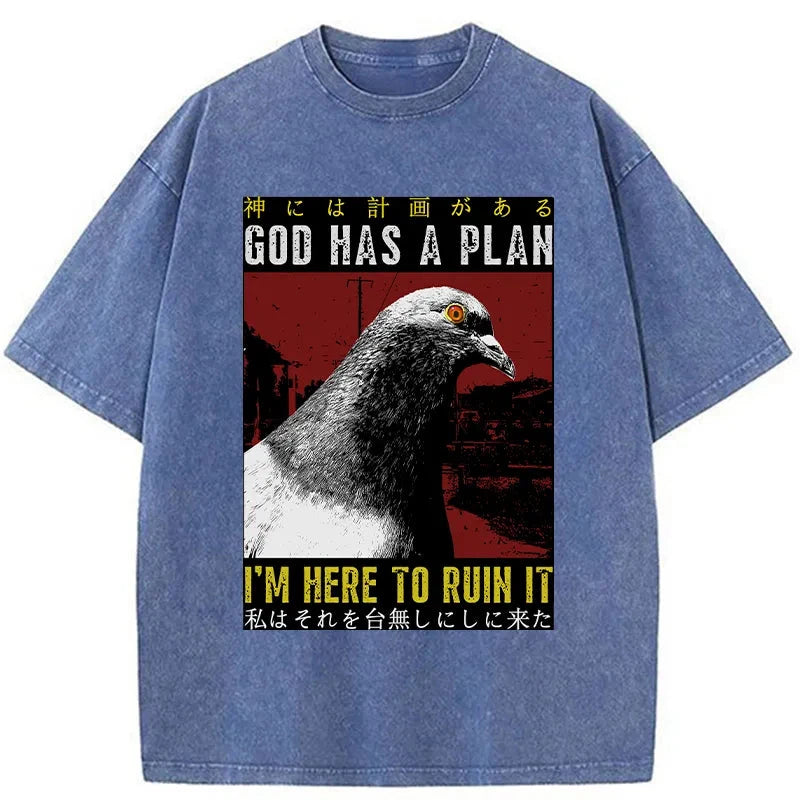 bbb Pigeons That Want To Break The Plan Washed T-Shirt