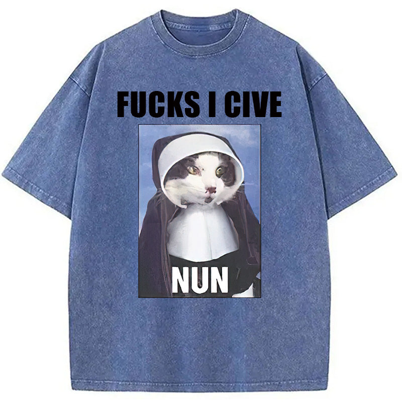 bbb F*cks I give Nun Cat Washed T-Shirt