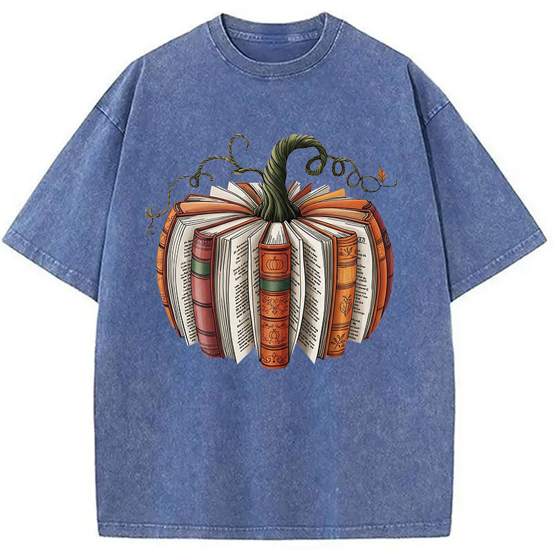 bbb Fall Book Pumpkin Halloween Washed T-Shirt