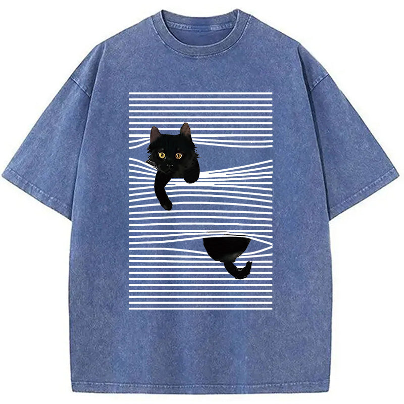 bbb Cat Scratching Curtain Washed T-Shirt