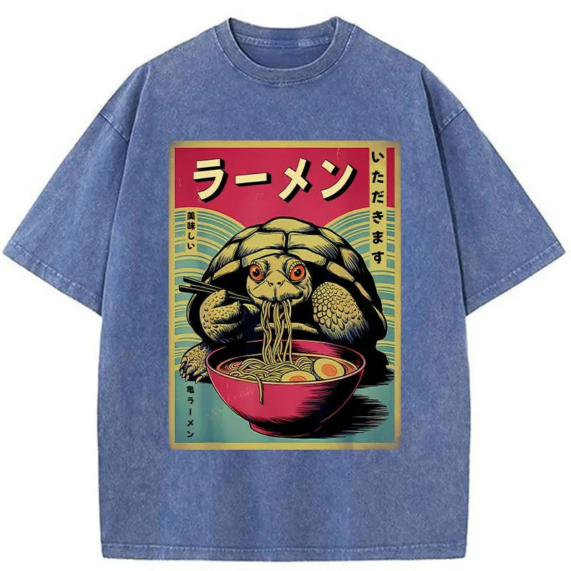 bbb Turtle Eating Ramen Washed T-Shirt