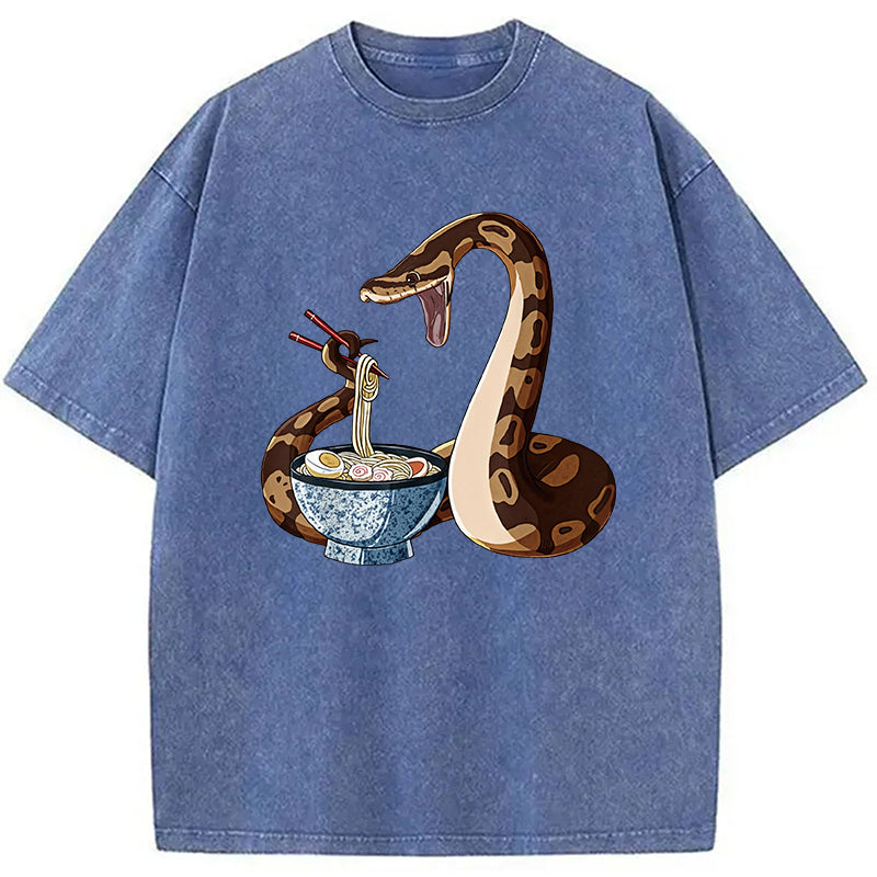bbb Japanese Kawaii Ramen Snake Funny Washed T-Shirt