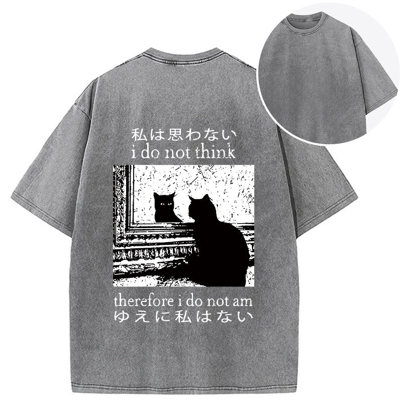 bbb Thinking Cat Back Washed T-Shirt
