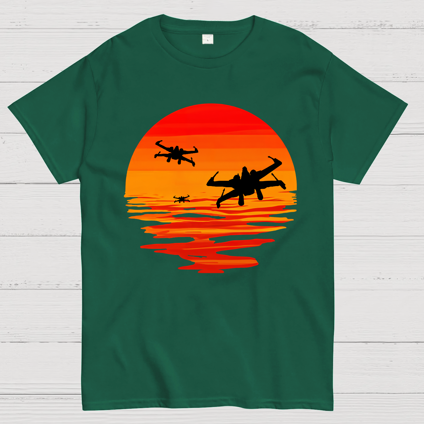 X-wing Starfighter And Sea Sunset  T-Shirt
