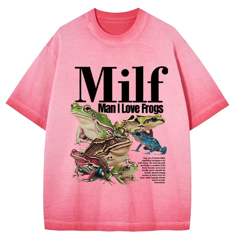 bbb Man I Love Frogs Meme Gradient Washed T-Shirt