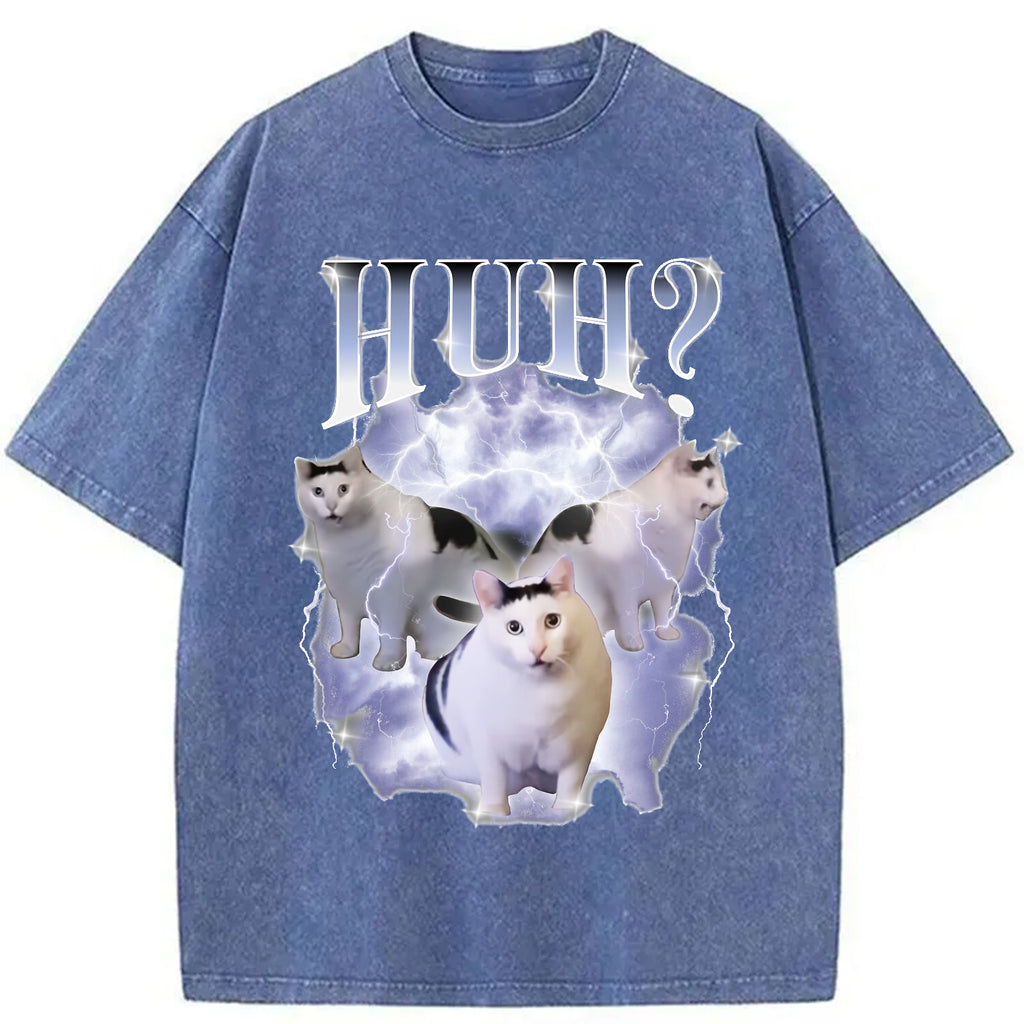 bbb Huh Cat Chonky Ben Meme Washed T-Shirt