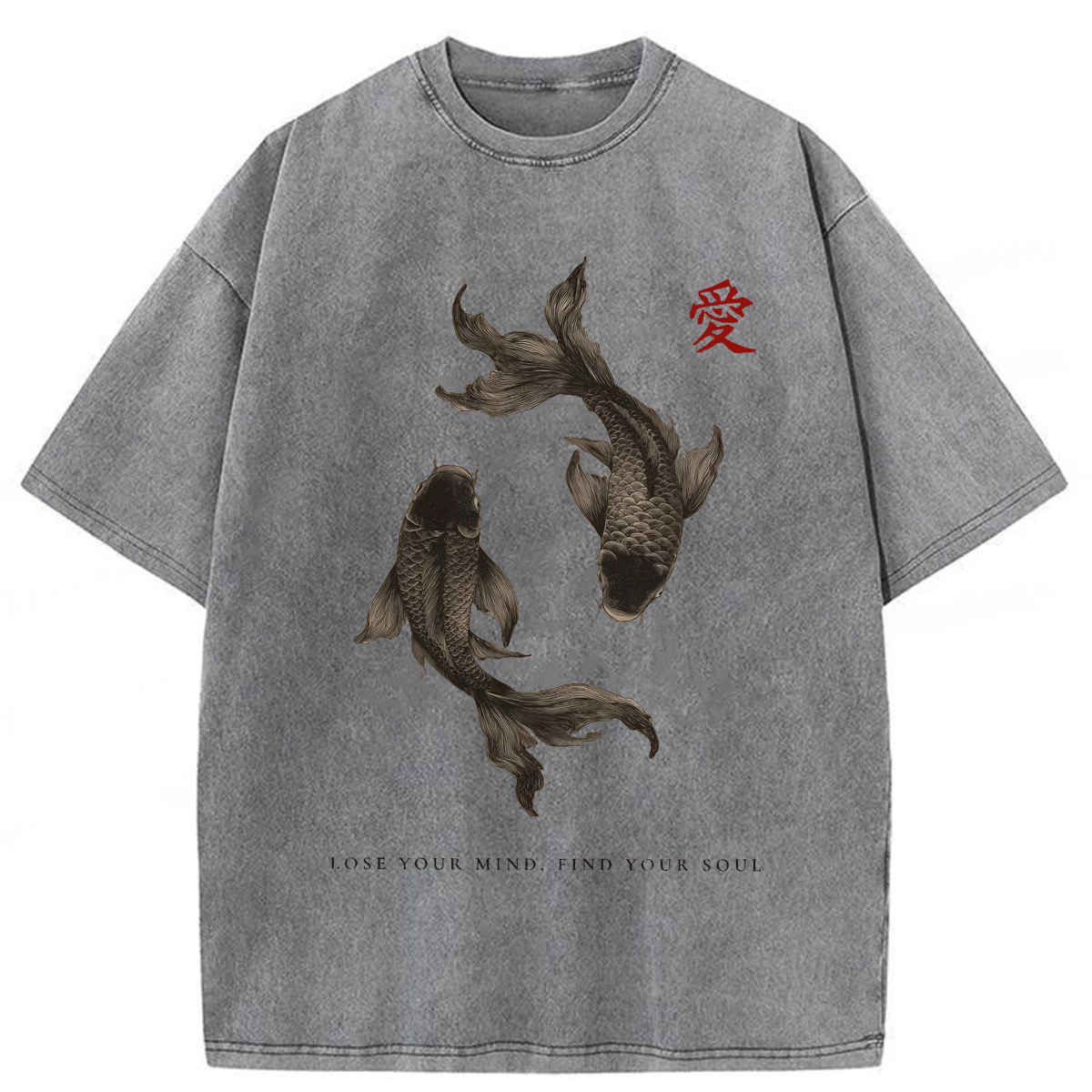 bbb Black Koi Fish Washed T-shirt