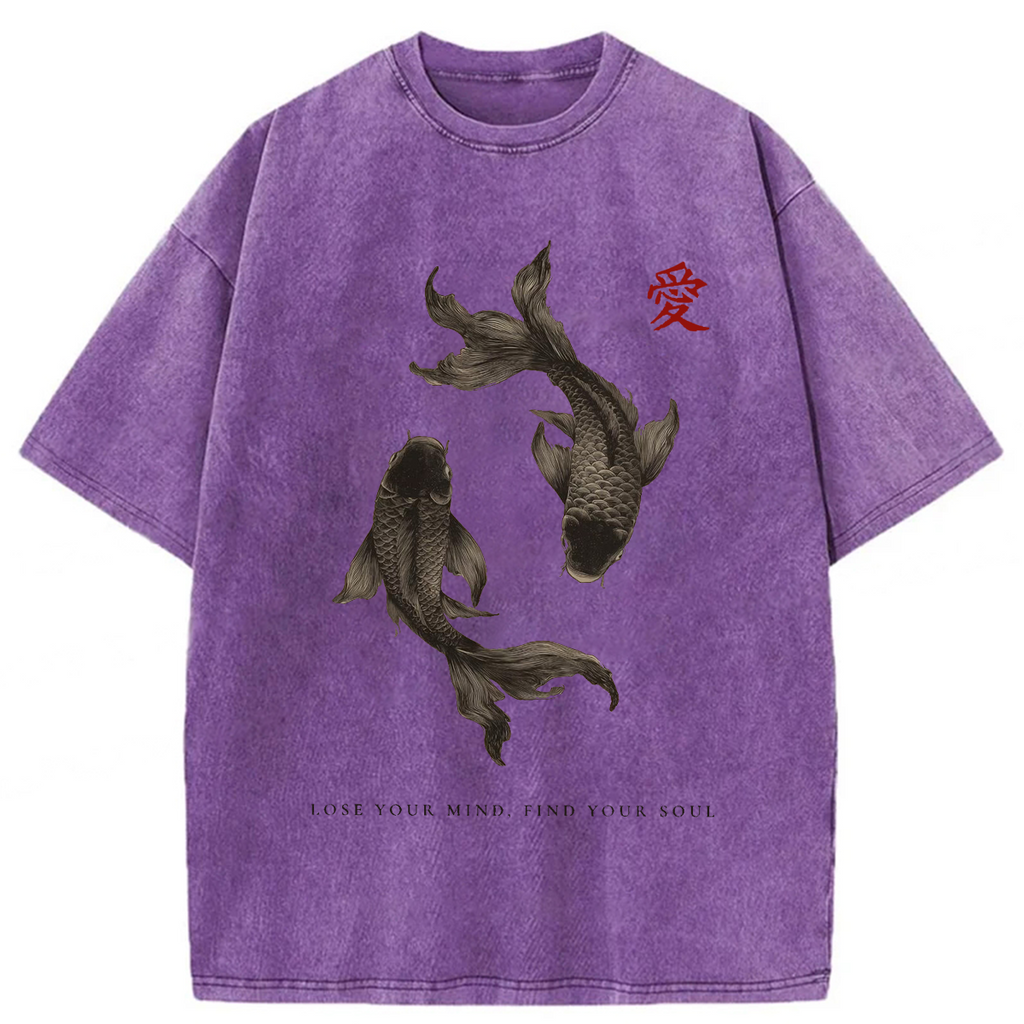 bbb Black Koi Fish Washed T-shirt